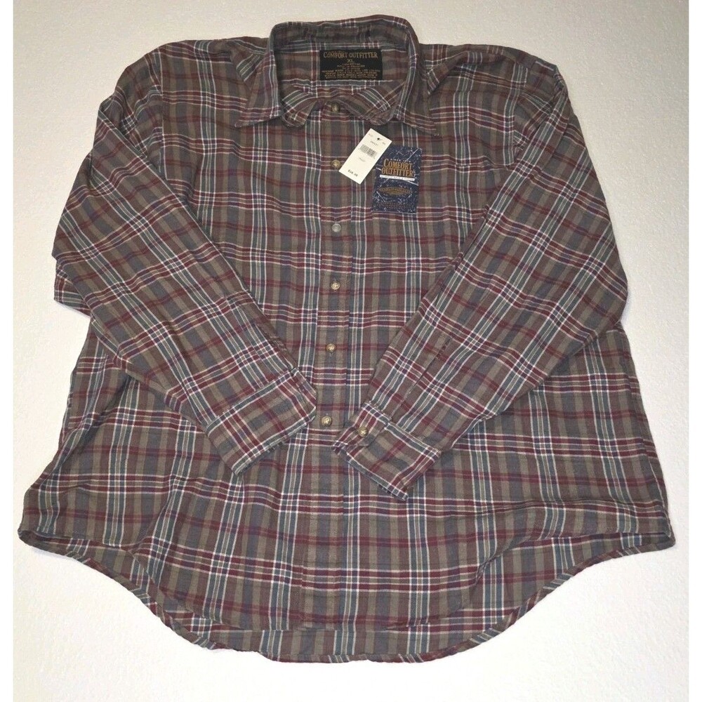 Comfort Outfitter XL Multicolor Plaid Long Sleeve Button Down Shirt NWT